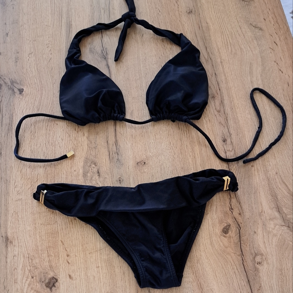 Vix Paula Hermanny Black Swimsuits 2 Peaces Size Small